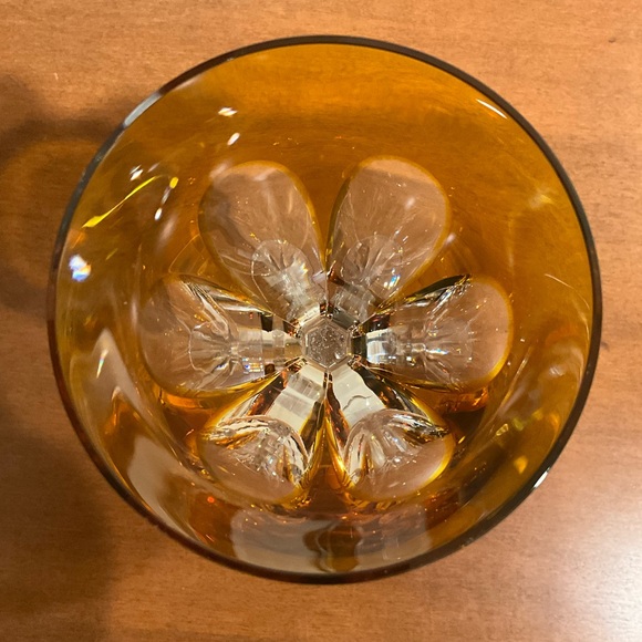 Bohemian Amber Cut to Clear Wine - Picture 4 of 8